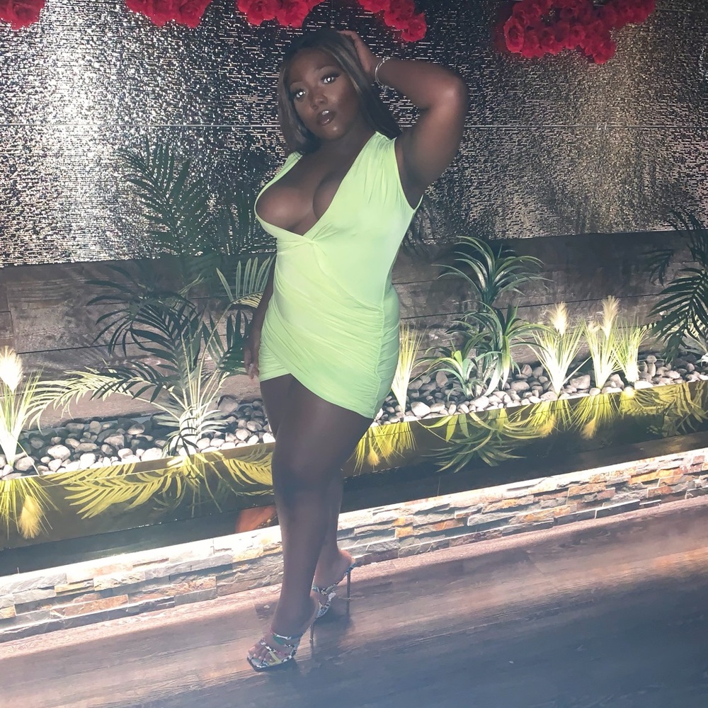 Neon Green Cowl Neck Dress
